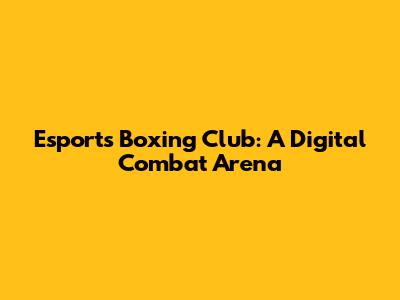 Esports Boxing Club: A Digital Combat Arena