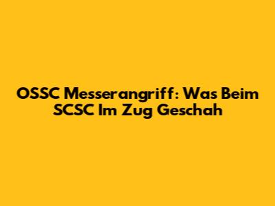 OSSC Messerangriff: Was Beim SCSC Im Zug Geschah
