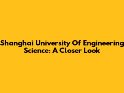 Shanghai University Of Engineering Science: A Closer Look